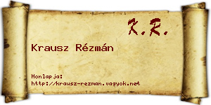 Krausz Rézmán névjegykártya